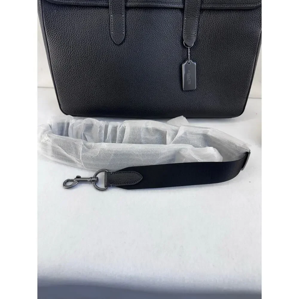 Coach Sullivan Black Pebbled Leather Briefcase Laptop Bag of office grandpacore
